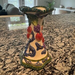 Fitz & Floyd 1997 Florentine Fruit Candleholder Multicolored 6in